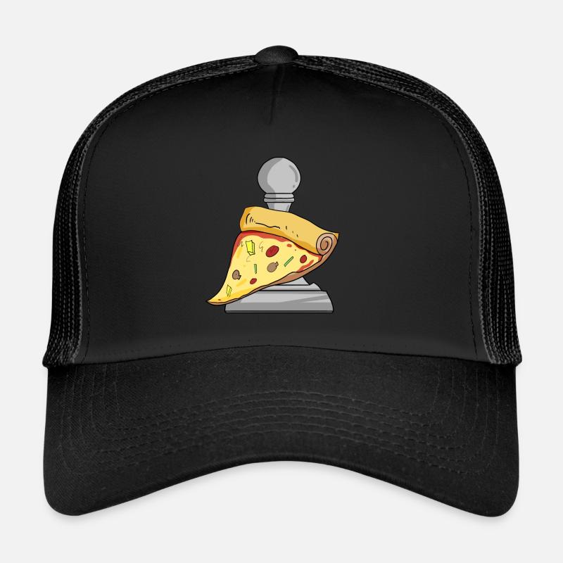 Schach und Pizza - Trucker Cap - Schwarz/Schwarz
