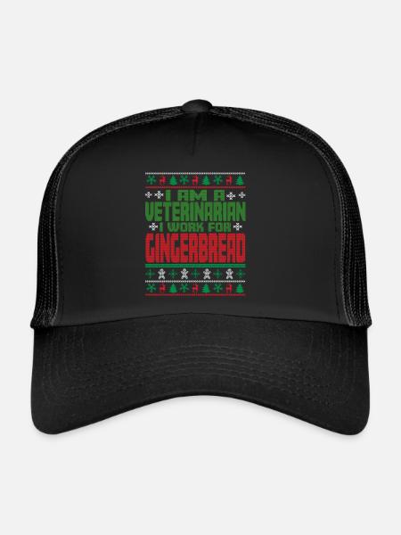 Dicton de Noël vétérinaire - Casquette trucker  - noir/noir - Devant