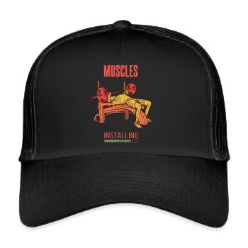 Bankdrücken-Muskeln, die Brust-Workout-Gewichtstra - Trucker Cap - Schwarz/Schwarz - Vorne