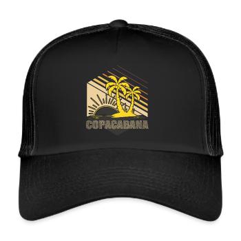 Copacabana Palm Summer Beach Sun Waves Ferie - Trucker Cap - black/black - Front
