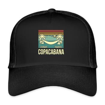 Copacabana Rio Palms Summer Beach Sun Brazil - Trucker Cap - black/black - Front
