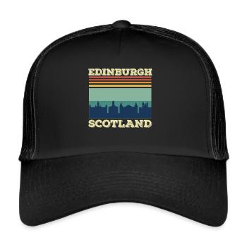 Edinburgh Scotland Skyline Scottish Souvenir - Trucker Cap - black/black - Front
