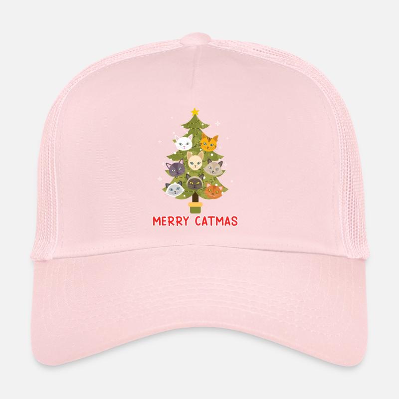 Merry Catmas Cats Christmas Tree Trucker Cap