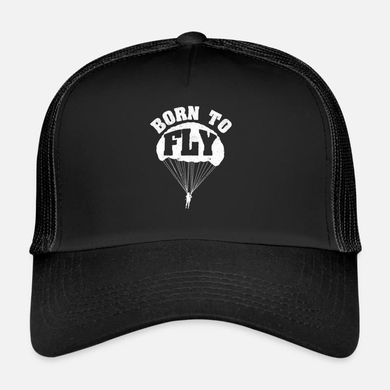 Lustig Fallschirmspringen Fallschirm Flugzeug Fall - Trucker Cap - Schwarz/Schwarz