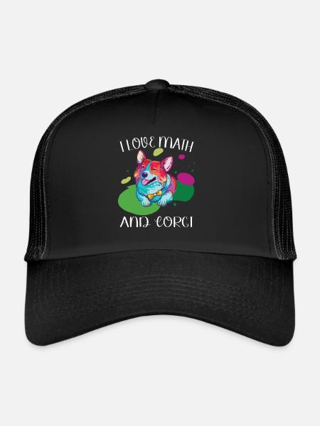 J’adore les maths et Corgi Fluffy Dog Breed - Casquette trucker  - noir/noir - Devant