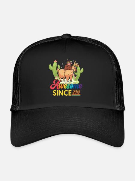 Génial depuis 2018 Anniversaire de naissance mouton - Casquette trucker  - noir/noir - Devant
