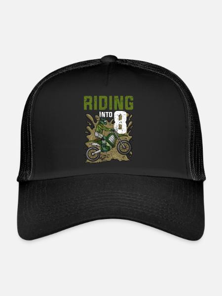 Équitation dans 8 Dirt Bike Motocross Anniversaire - Casquette trucker  - noir/noir - Devant