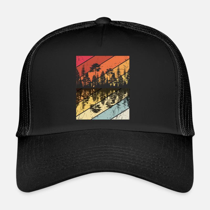 Wald Forrest Camping Vintage Baum Design Retro Lie Trucker Cap