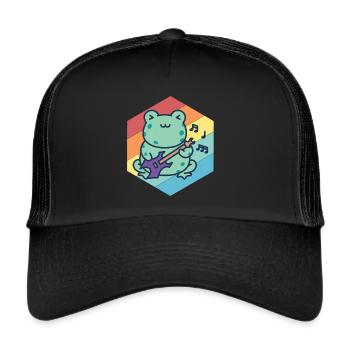 Cute Guitarist-Frog-Guitar-Rock-Guitar-Musici - Trucker Cap - black/black - Front