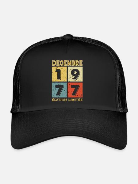 Anniversaire Vintage Idée Cadeau Décembre 1977 - Casquette trucker  - noir/noir - Devant
