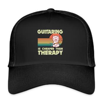 Gitarrist Lama Rockgitarre Gitarrist Musiker Gitar - Trucker Cap - Schwarz/Schwarz - Vorne
