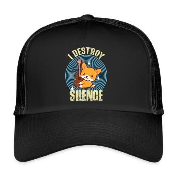 Guitar Destroy Silence Netter Fox-Gitarrist Rockgi - Trucker Cap - Schwarz/Schwarz - Vorne