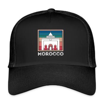 Souvenir Marokko Skyline Afrika Gibraltar Marokkan - Trucker Cap - Schwarz/Schwarz - Vorne