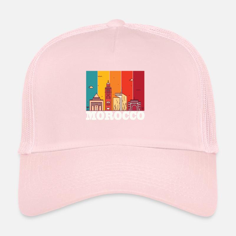 Morocco Skyline Africa Souvenir Moroccan Gibralt Trucker Cap