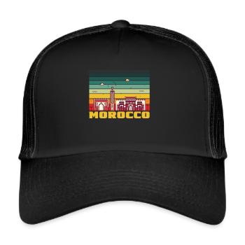 Afrika Marokko Skyline Afrikanische Souvenir Marok - Trucker Cap - Schwarz/Schwarz - Vorne
