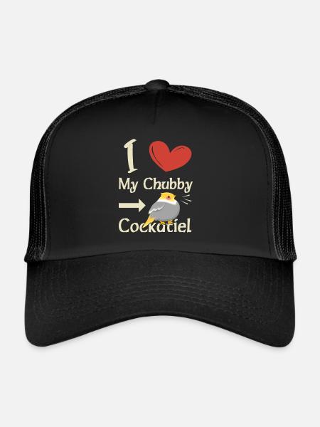 J’aime mon cockatiel potelé - Casquette trucker  - noir/noir - Devant