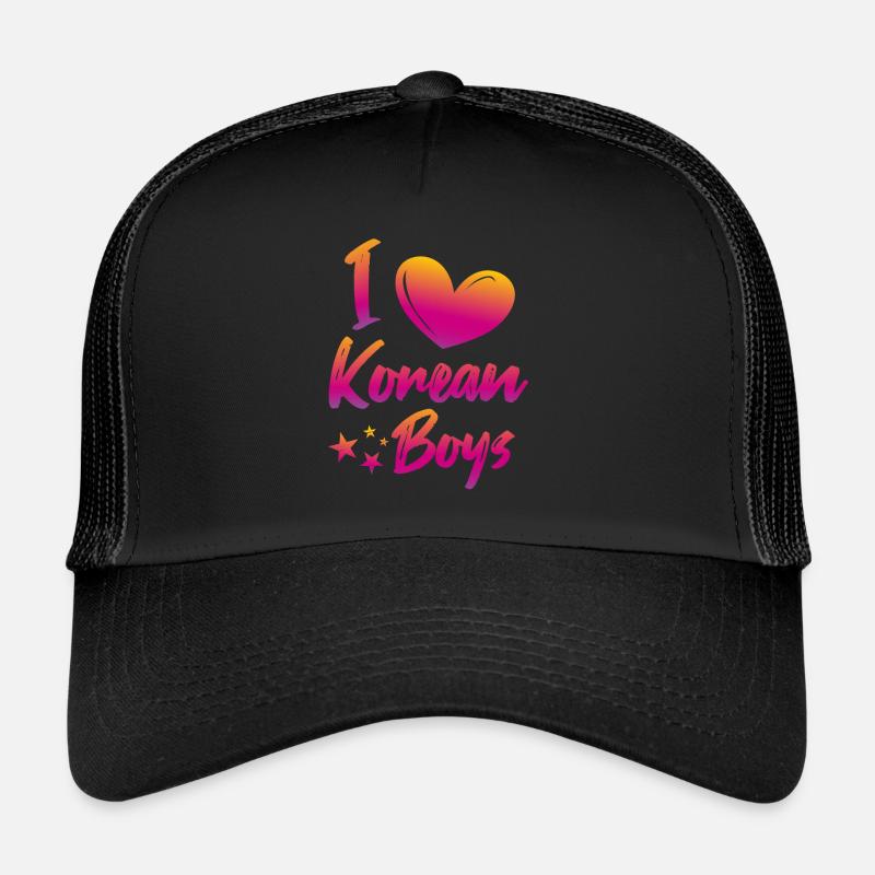 J’aime les garçons coréens - Casquette trucker  - noir/noir