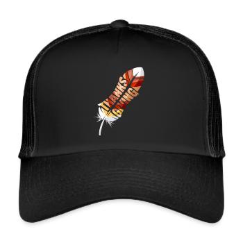 Noble Colorful Turkey Feather Thanksgiving - Trucker Cap - Schwarz/Schwarz - Vorne