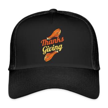 Roasted Turkey Legs Turkey Drumsticks Thanksgiving - Trucker Cap - Schwarz/Schwarz - Vorne