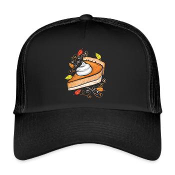 Pumpkin Pie With Cream On Thanksgiving - Trucker Cap - black/black - Front