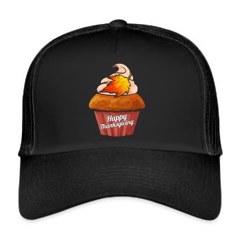 Muffin à la citrouille Joyeux Thanksgiving - Casquette trucker  - noir/noir - Devant