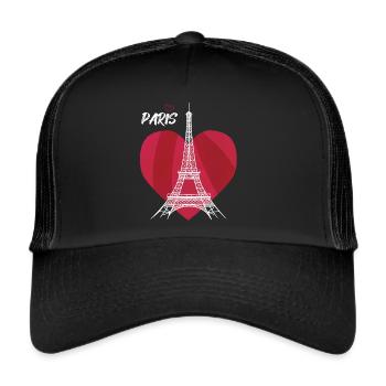 Cœur Touristique Tour Eiffel Souvenir de France - Casquette trucker  - noir/noir - Devant