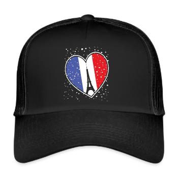 Neige Paris Hiver Tour Eiffel France Neige - Casquette trucker  - noir/noir - Devant