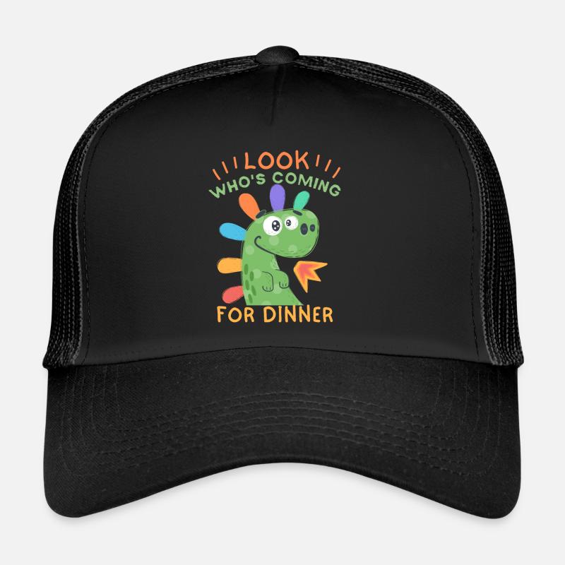 Funny Dinosaur Invitation to Dinner Trucker Cap