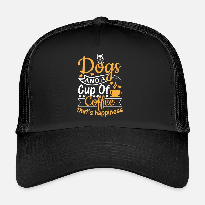 Les chiens et une tasse de café qui est le bonheur - Cute D Casquette trucker 