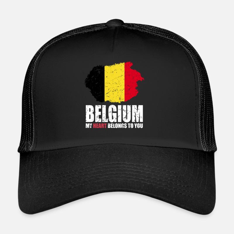 Drapeau de la Belgique - Casquette trucker  - noir/noir