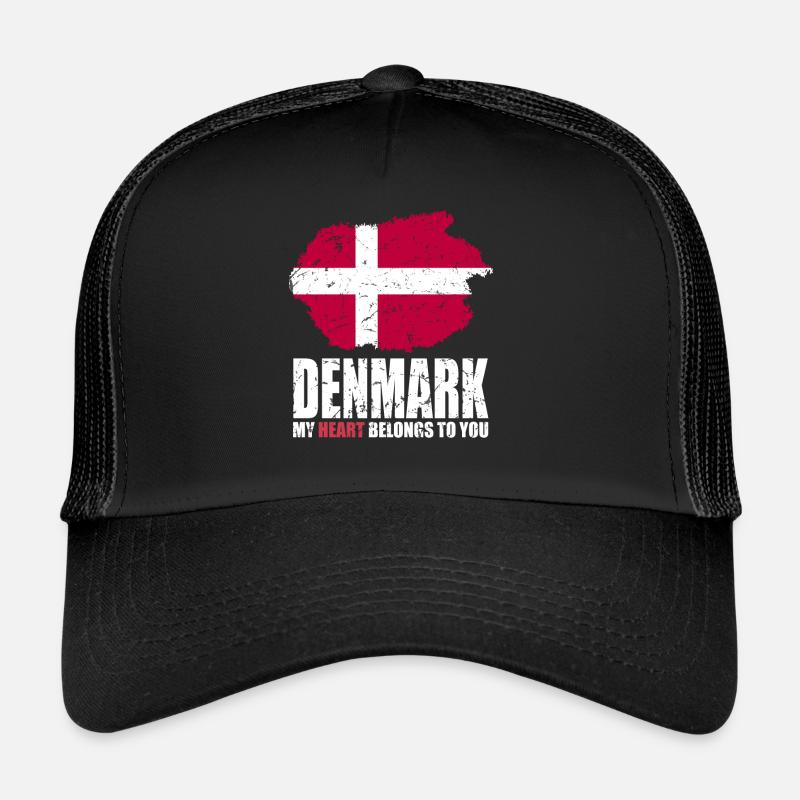 Dänemark Fahne - Trucker Cap - Schwarz/Schwarz