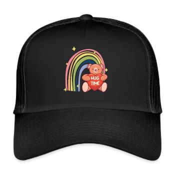 Hug Time Teddy Rainbow Cute Teddy Bear - Trucker Cap - Schwarz/Schwarz - Vorne