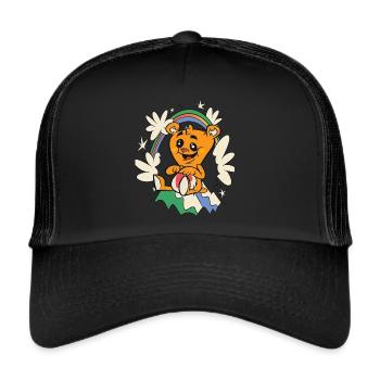 Rainbow Loved Teddy Hug Time Cute Teddy Bear - Trucker Cap - Schwarz/Schwarz - Vorne