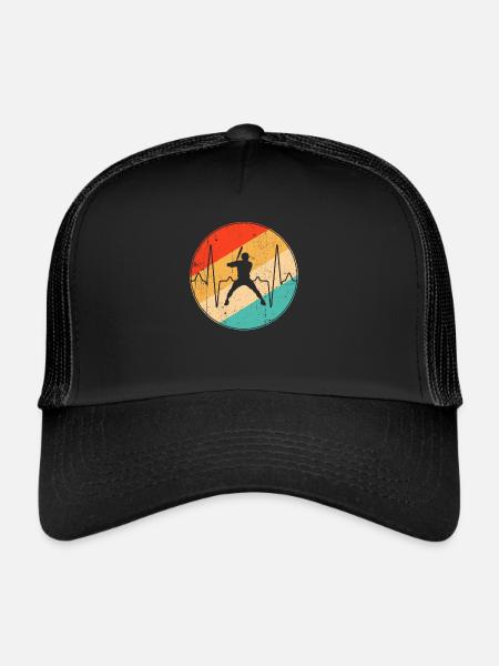 Battement de cœur rétro baseball - Casquette trucker  - noir/noir - Devant