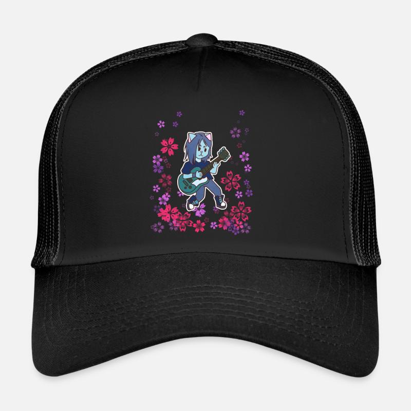 Cat joue de la guitare dans le pré Casquette trucker 