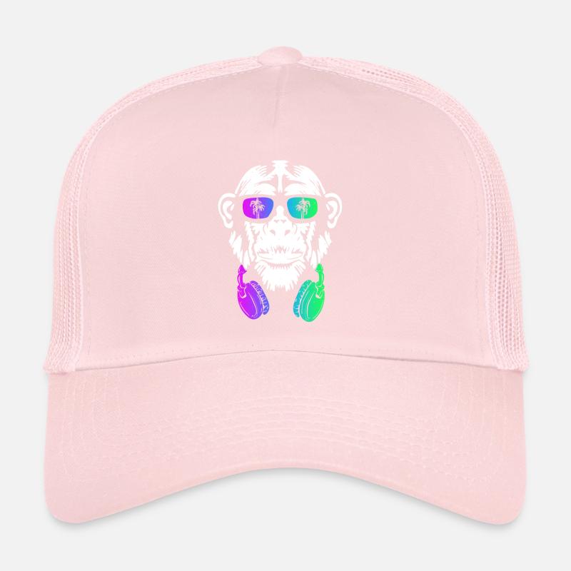 Monkey Cooler Affe DJ Kopfhörer Sonnenbrille Party Trucker Cap