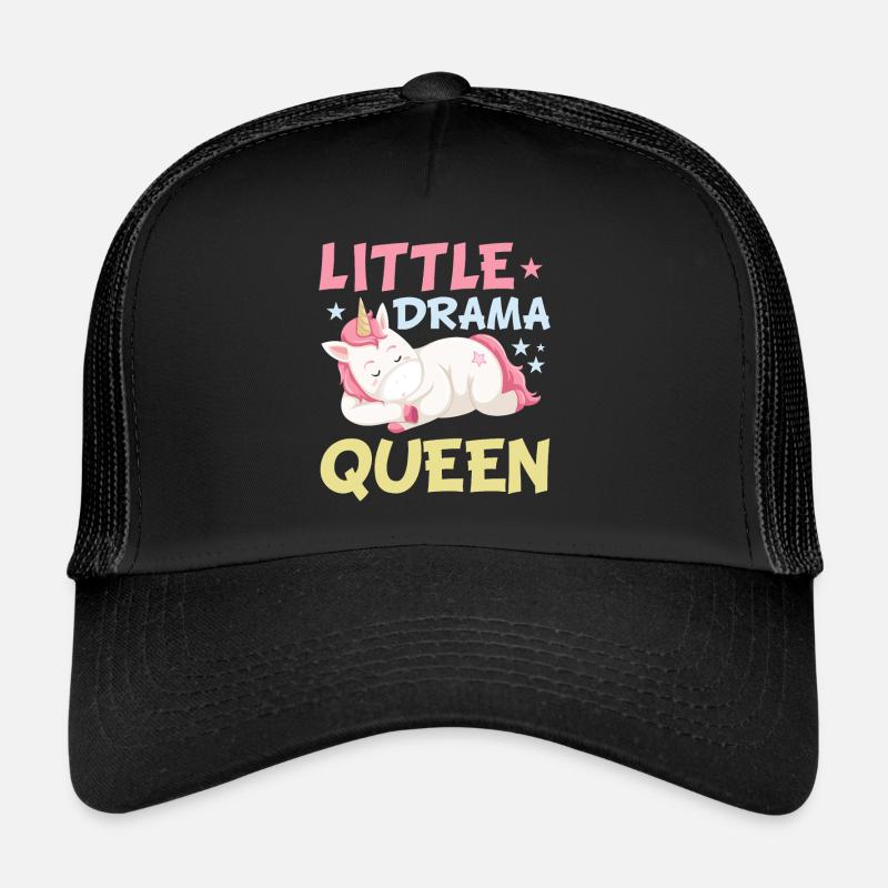 Little Drama Queen Einhorn Zicke Spruch - Trucker Cap - Schwarz/Schwarz