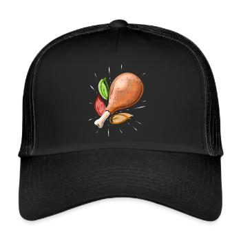 Repas familial de pilon de jambe de dinde rôtie sur - Casquette trucker  - noir/noir - Devant