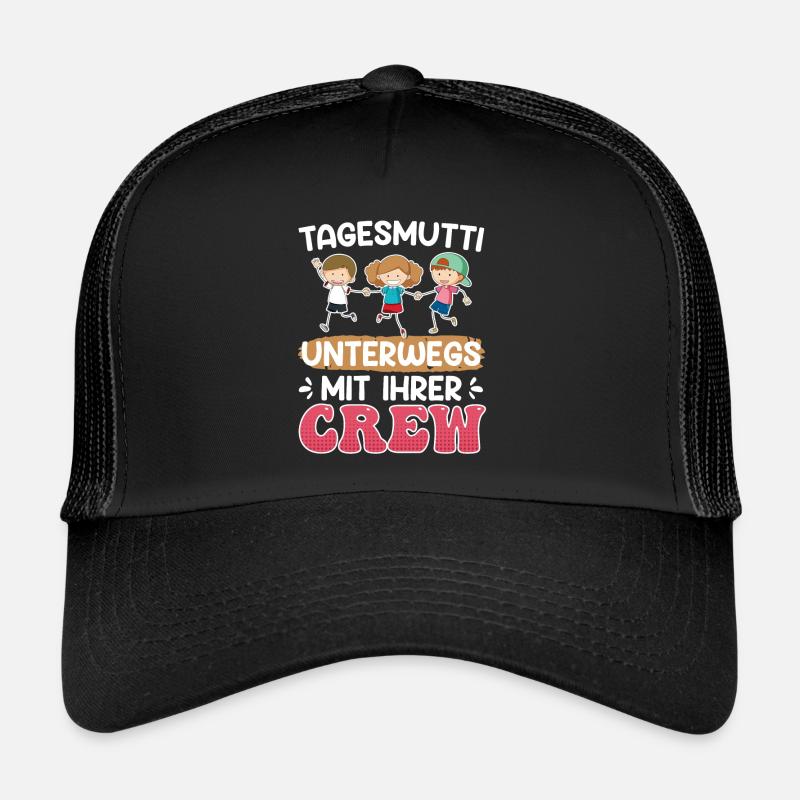 Tagaesmutti unterwegs mit ihrer Crew Tagesmutter - Trucker Cap - Schwarz/Schwarz
