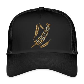Big Brown Turkey Feathers Thanksgiving - Trucker Cap - Schwarz/Schwarz - Vorne