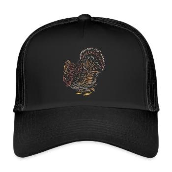 Scratched Lines Stylized Turkey Thanksgiving - Trucker Cap - Schwarz/Schwarz - Vorne