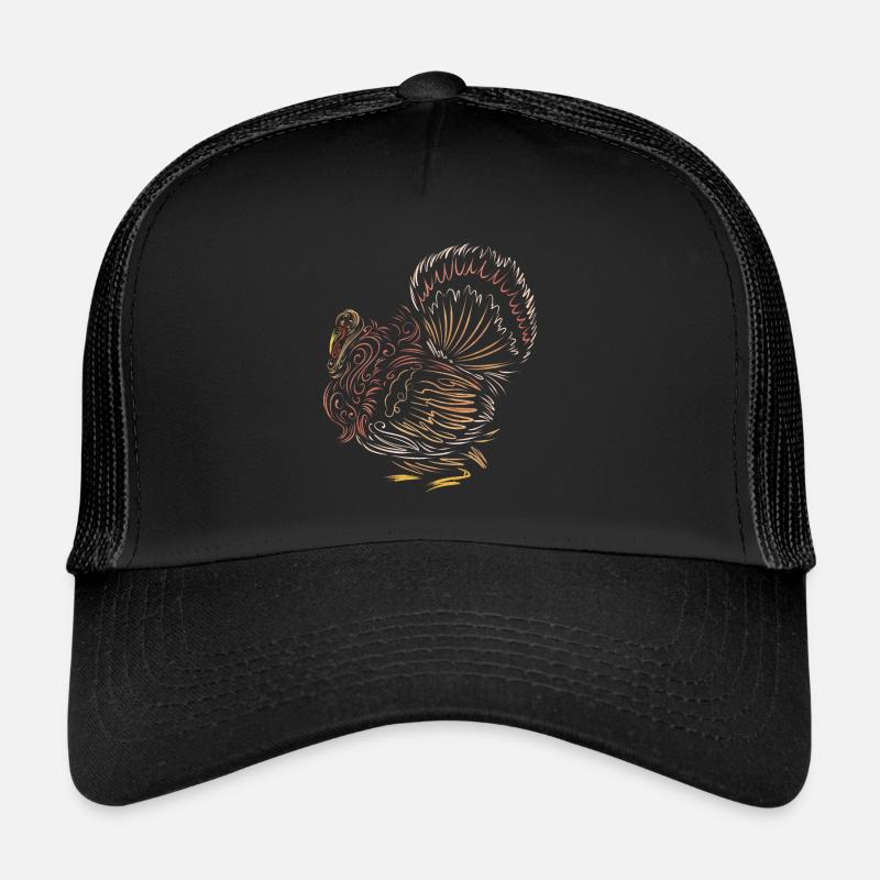Scratched Lines Stylized Turkey Thanksgiving Trucker Cap
