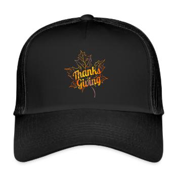 Ornament Brown Maple Leave Thanksgiving - Trucker Cap - black/black - Front