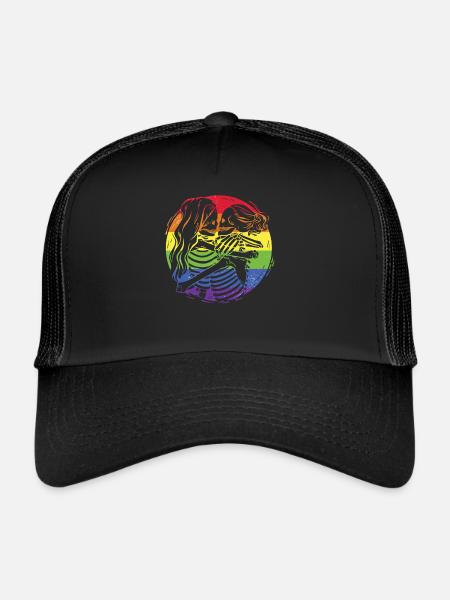 Lesben Gay Pride Bisexuell - Trucker Cap - Schwarz/Schwarz - Vorne