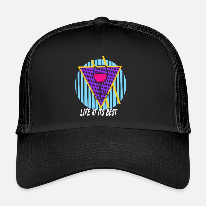 Life At Its Best Retro Wine Lover Vapor Wave Trucker Cap