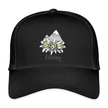 Randonnée Alpes Souvenir Edelweiss Suisse Montagnes Nat - Casquette trucker  - noir/noir - Devant