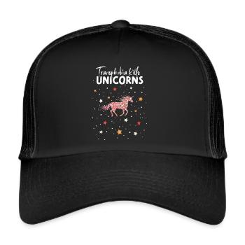 Lesbe Lesbisch Lesben Gay Einhorn Transphobia Homo - Trucker Cap - Schwarz/Schwarz - Vorne