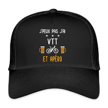 je peux pas j'ai VTT apéro - Casquette trucker  - noir/noir - Devant