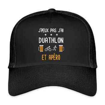 je peux pas j'ai duathlon apéro - Casquette trucker  - noir/noir - Devant