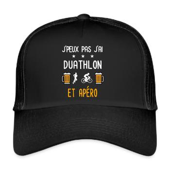 je peux pas j'ai duathlon sport apéro - Casquette trucker  - noir/noir - Devant